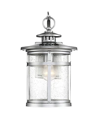 Franklin Iron Works Callaway Modern Industrial Outdoor Wall Light Fixtures Set of 2 Chrome Metal 11 3/4" Clear Seedy Glass for Post Barn