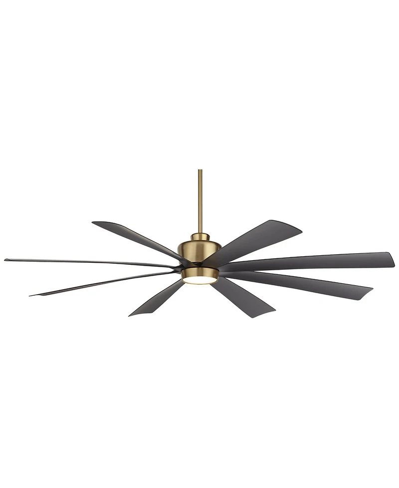 Casa Vieja 72" Grande Large Modern Indoor Ceiling Fan 8 Blade Led Light Remote Control Brass Finish Black Blades Bedroom