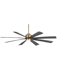 Casa Vieja 72" Grande Large Modern Indoor Ceiling Fan 8 Blade Led Light Remote Control Brass Finish Black Blades Bedroom