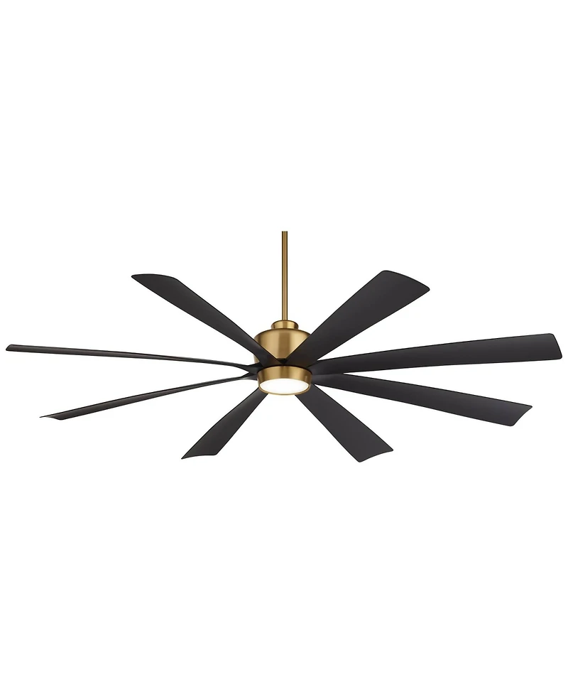Casa Vieja 72" Grande Large Modern Indoor Ceiling Fan 8 Blade Led Light Remote Control Brass Finish Black Blades Bedroom