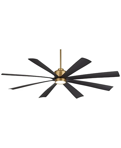 Casa Vieja 72" Grande Large Modern Indoor Ceiling Fan 8 Blade Led Light Remote Control Brass Finish Black Blades Bedroom