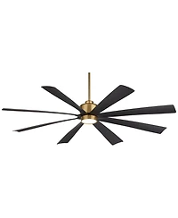 Casa Vieja 72" Grande Large Modern Indoor Ceiling Fan 8 Blade Led Light Remote Control Brass Finish Black Blades Bedroom