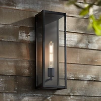 Cornell 18" High Modern Industrial Outdoor Wall Light Fixture Mount Porch House Exterior Outside Box Edison Bulb Sand Black Clear Glass Shade Fro
