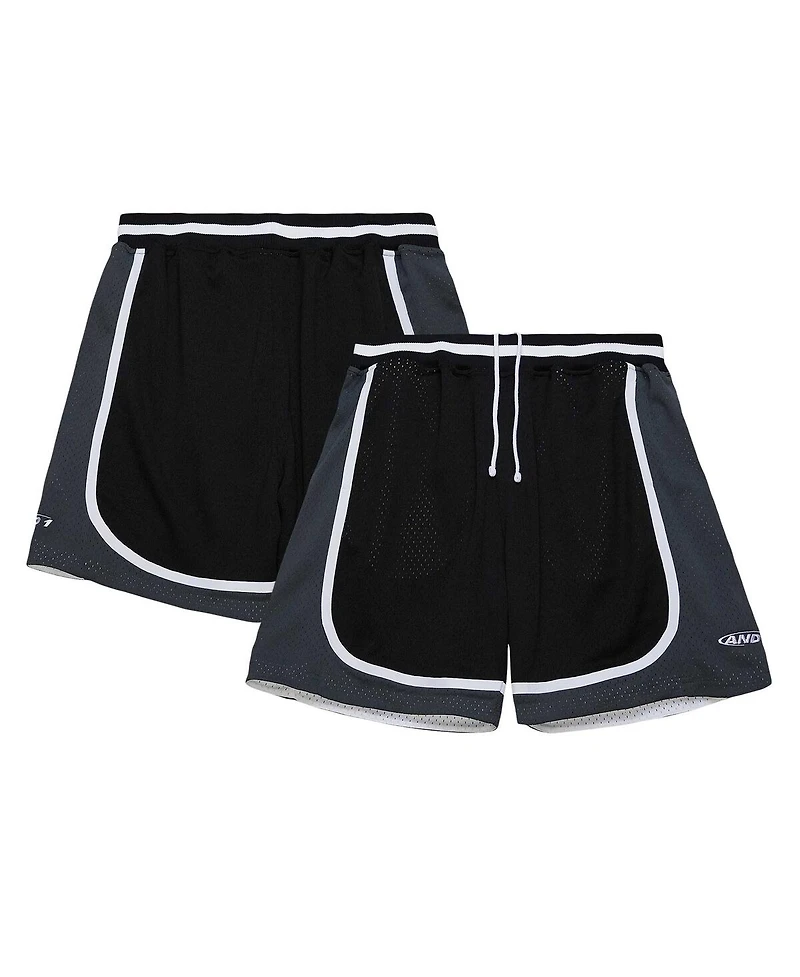 Mitchell Ness Men's AND1 Black/Green AND1 Og Game Mesh Reversible Shorts
