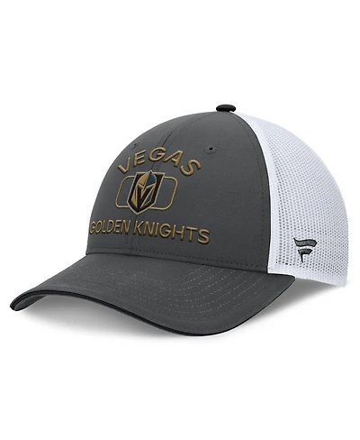 Fanatics Men's Gray/White Vegas Golden Knights Authentic Pro Rink Trucker Hat