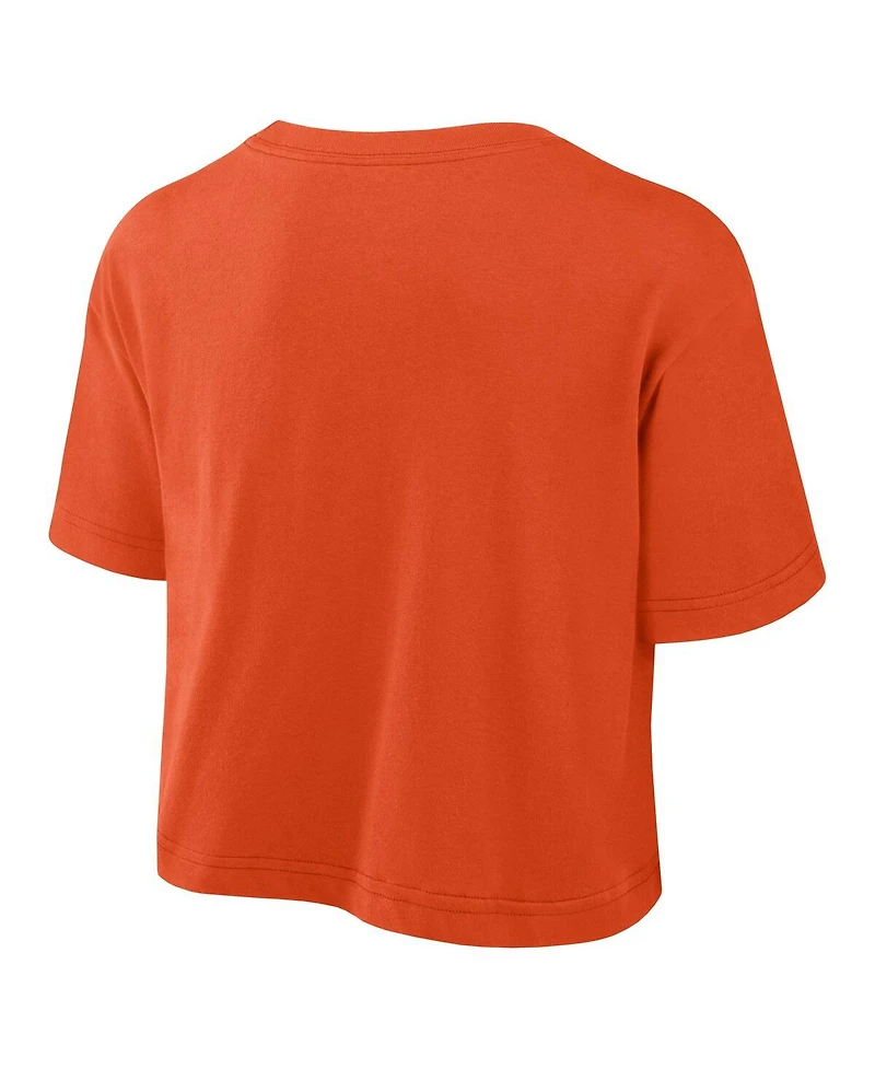 Nike Women's Orange Clemson Tigers Power Pursuit Athletic Prep Arch Performance Cropped T-Shirt