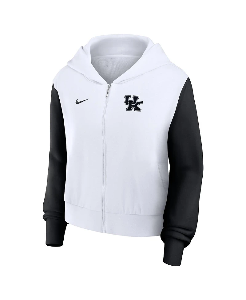Nike Women's White Kentucky Wildcats Cropped Beyond Capability Color-Block Script Full-Zip Hoodie