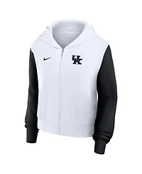 Nike Women's White Kentucky Wildcats Cropped Beyond Capability Color-Block Script Full-Zip Hoodie