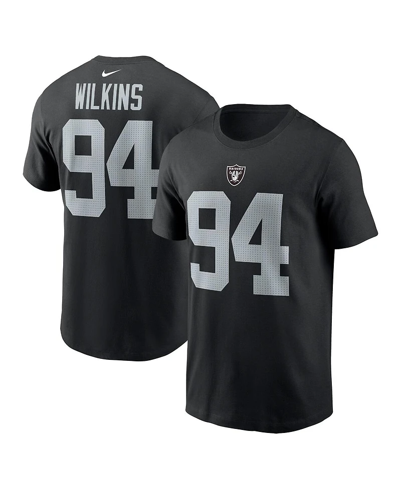 Nike Men's Christian Wilkins Black Las Vegas Raiders Player Name Number T-Shirt