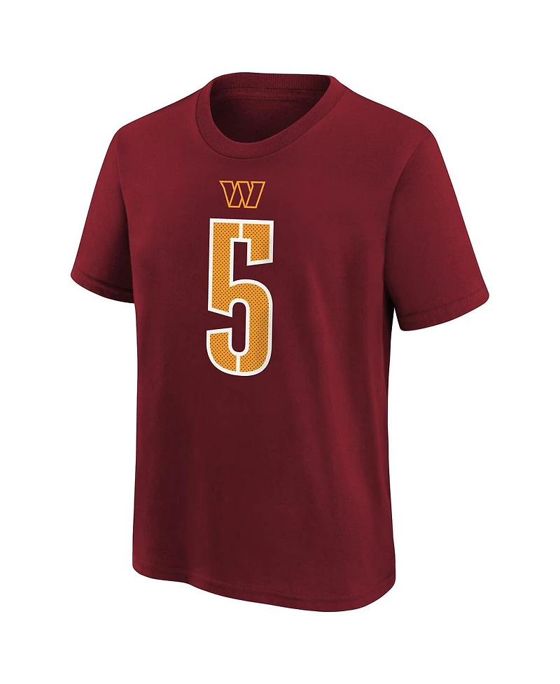 Nike Preschool Jayden Daniels Burgundy Washington Commanders Player Name Number T-Shirt