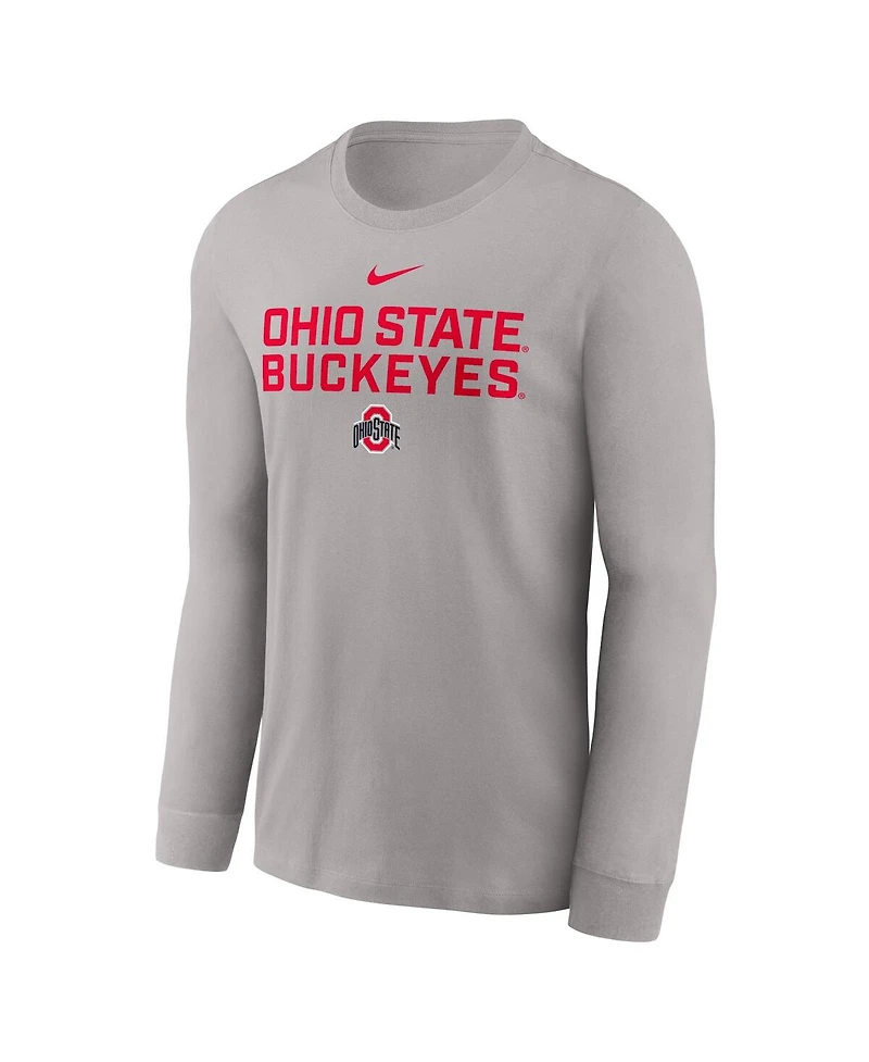 Nike Men's Gray Ohio State Buckeyes 2025 Sideline Performance Long Sleeve T-Shirt