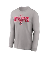 Nike Men's Gray Ohio State Buckeyes 2025 Sideline Performance Long Sleeve T-Shirt