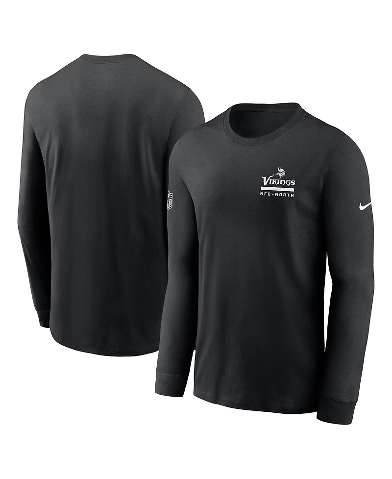 Nike Men's Black Minnesota Vikings Sideline Performance Long Sleeve T-Shirt