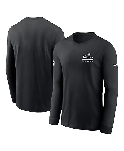 Nike Men's Black Minnesota Vikings Sideline Performance Long Sleeve T-Shirt