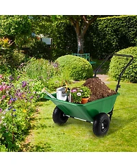 Dual-Wheel Wheelbarrow Garden Utility Cart with Pneumatic Tires