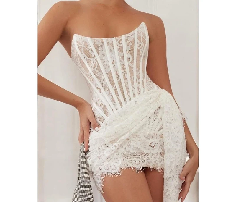 Heiress Beverly Hills Women's Lace Corset Draped Mini Dress