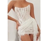 Heiress Beverly Hills Women's Lace Corset Draped Mini Dress