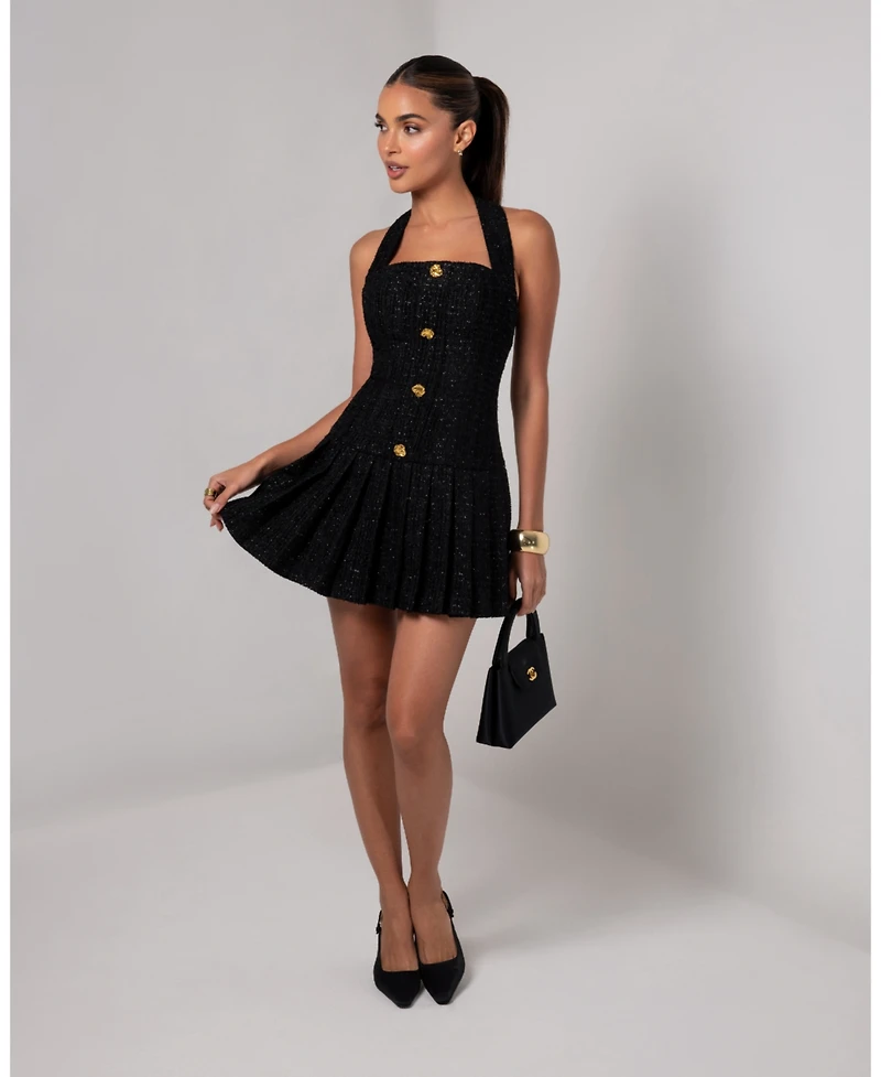 Heiress Beverly Hills Women's Tweed Flare Mini Dress