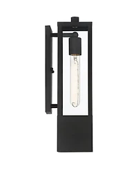 Berk Modern Outdoor Wall Light Fixtures Set of 2 Textured Black Gold Metal Box Frame 16" Clear Glass Panels for Post Exterior Barn Deck House Por