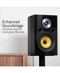 Fluance Signature HiFi 2-Way Bookshelf Surround Sound Speakers for 2-Channel Stereo Listening or Home Theater System - Natural Walnut/Pair (Hfsw)