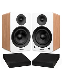 Fluance Ai61 Lucky Bamboo Powered 2.0 Stereo Bookshelf Speakers with 6.5" Drivers, 120W Amplifier for Turntable, Tv, Pc and Bluetooth 5 High