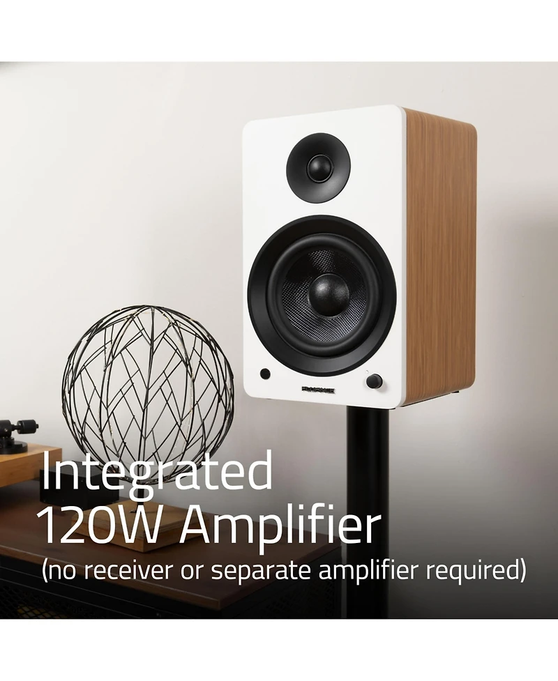 Fluance Ai61 Lucky Bamboo Powered 2.0 Stereo Bookshelf Speakers with 6.5" Drivers, 120W Amplifier for Turntable, Tv, Pc and Bluetooth 5 High