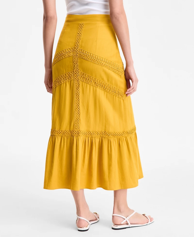 I.n.c. International Concepts Women's Crochet-Trim Maxi Skirt, Exclusively at Macy's