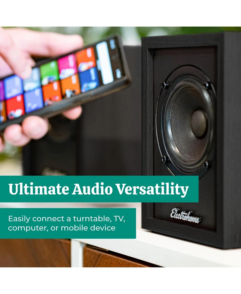 Electrohome Huntley Powered Bookshelf Speakers with Built-in Amplifier and 3" Drivers for Turntable, Tv, Pc Wireless Music Streaming featurin