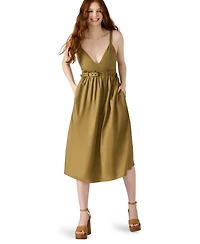 Steve Madden Women's Juno Belted V-Neck Midi Dress