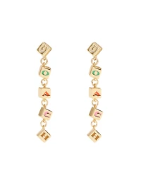 Coach Multi-Colored Signature Logo Enamel Cube Linear Earrings