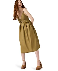 Steve Madden Women's Juno Belted V-Neck Midi Dress