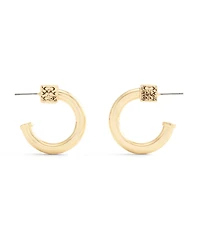 Coach Gold Signature Quilted Cube Chubby Hoop Earrings