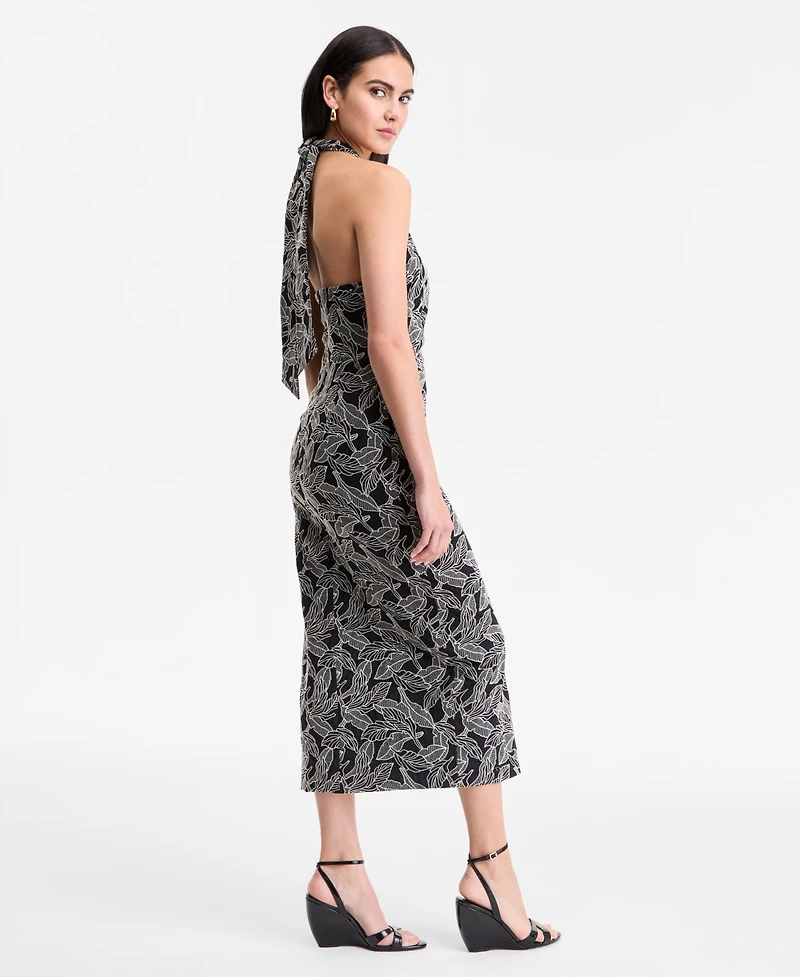 I.n.c. International Concepts Women's Embroidered Cotton Halter Dress, Exclusively at Macy's