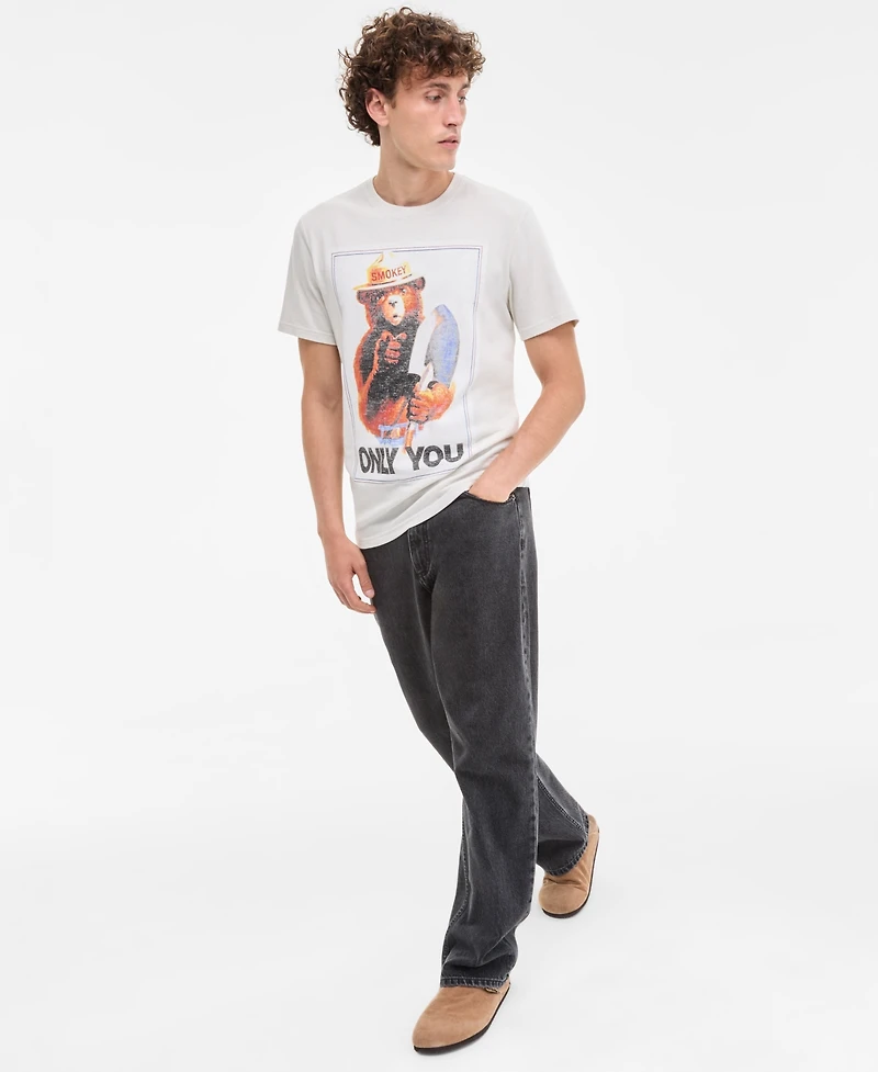 Sun + Stone Men's Short Sleeve Smokey The Bear Graphic T-Shirt, Exclusively at Macy's