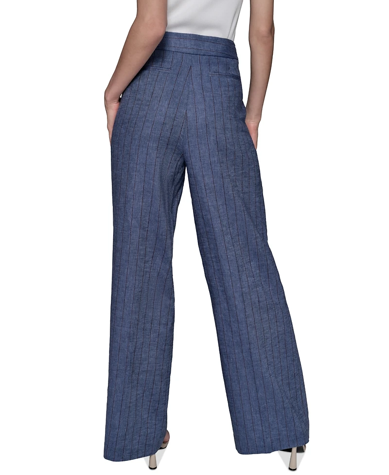 Karl Lagerfeld Paris Women's Pinstriped Wide-Leg Pants