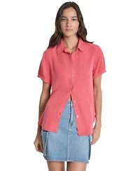 Dkny Jeans Women's Rolled-Sleeve Button-Up Shirt