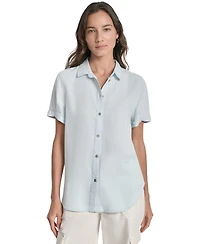 Dkny Jeans Women's Rolled-Sleeve Button-Up Shirt