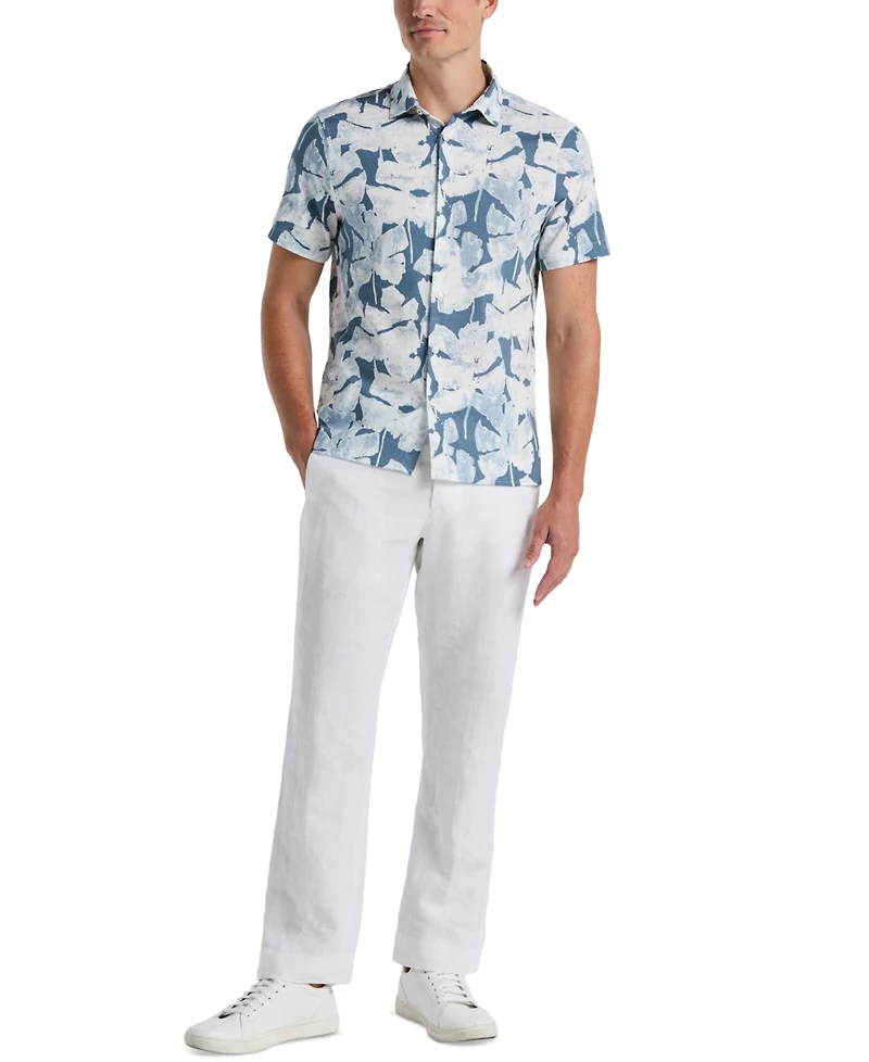 Perry Ellis Men's Short Sleeve Leaf Print Button-Front Shirt