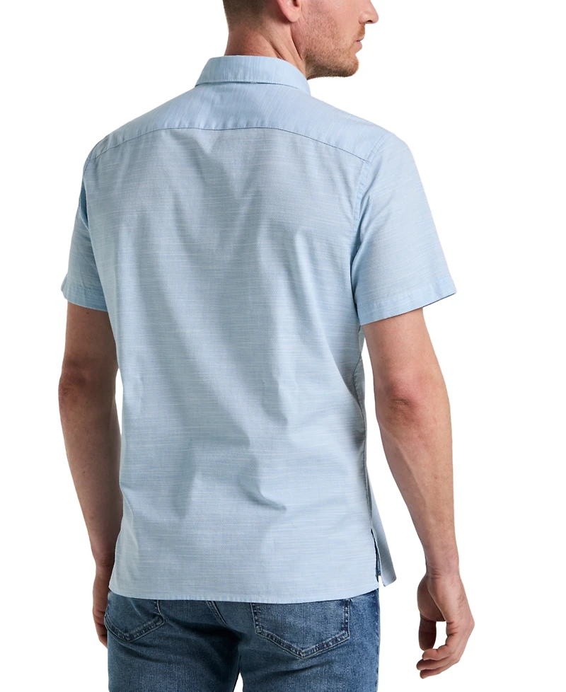 Perry Ellis Men's Cotton Dobby Short Sleeve Button-Front Shirt
