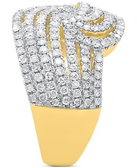 Diamond Multirow Swirl Statement Ring (1 ct. t.w.) Sterling Silver