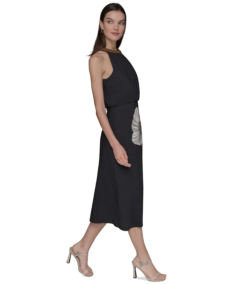Karl Lagerfeld Paris Women's Halter-Neck Midi Dress