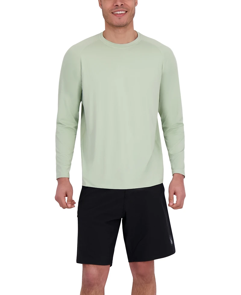 Spyder Men's Long Sleeve Waffle-Knit Crewneck Swim Shirt