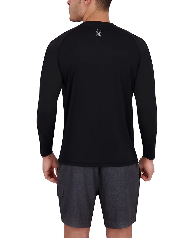 Spyder Men's Long Sleeve Waffle-Knit Crewneck Swim Shirt