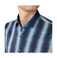 Luchiano Visconti Men's Multi Blue with printed Gold Circle chain