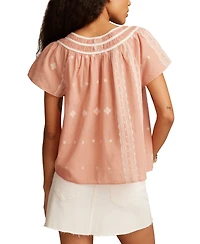 Lucky Brand Short Sleeve Peasant Blouse