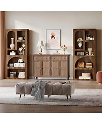 Tribesigns 70" Tall Geometric Bookshelf Set of 2, White Arched Bookcase with 5 Irregular Storage Shelves, Modern Open Art Decor Display Shelf