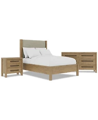 Davie 3-Pc. Full Set (Upholstered Bed, Dresser & 3-Drawer Nightstand)
