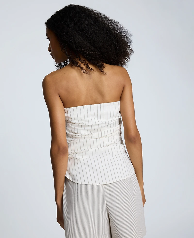 Kenneth Cole Women's Strapless Fitted Side-Pleat Top