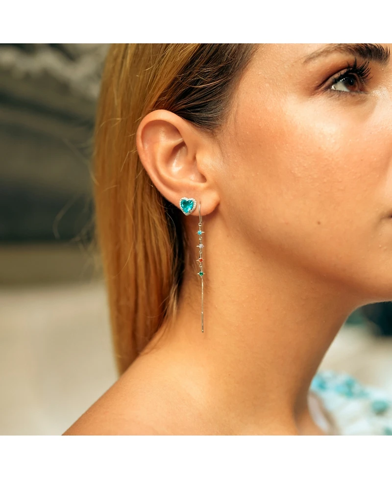 Spero London Heart Of Ocean Blue Sterling Silver Stud Earrings