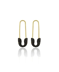 Spero London Black Pave Safety Pin Earring Jewelled Sterling Silver